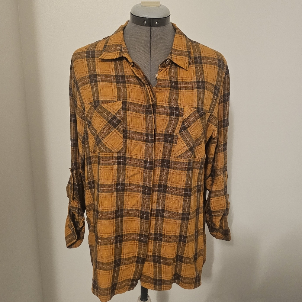 Plaid Button-Up Women's Sweater